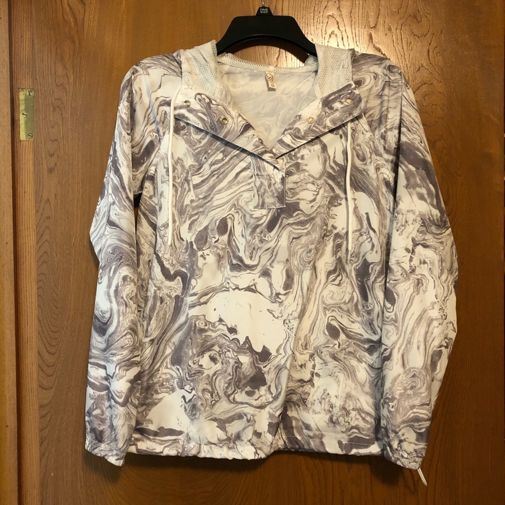 SO Marble Print Windbreaker Rain Jacket NWT